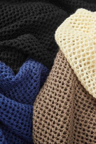 Arach&Cloz 2024 Womens Crochet Tops Wool Blended Sweaters Lightweight Long Sleeve Crew Neck Fall Fashion Knit Outfits in Saudi Arabia