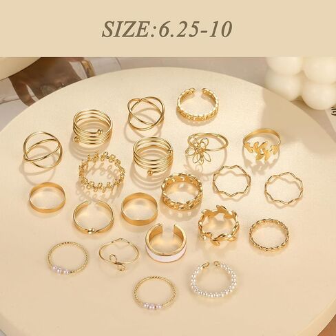 ÌF ME 24 Pcs Gold Vintage Knuckle Rings Set for Women, Boho Dainty Stackable Midi Finger Rings, Snake Butterfly Signet Fashion Ring Pack Jewelry Gifts. (21pcs-14K gold) in Saudi Arabia