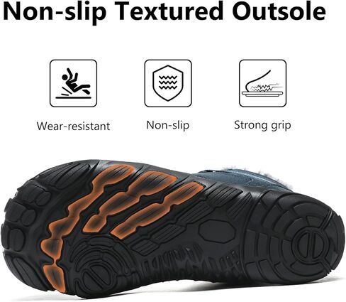 Mens Womens Snow Boots Winter Barefoot Shoes Warm Fur Lined Short Ankle Booties Outdoor Anti-Slip Wide Toe Box Walking Winter Shoes in Kuwait