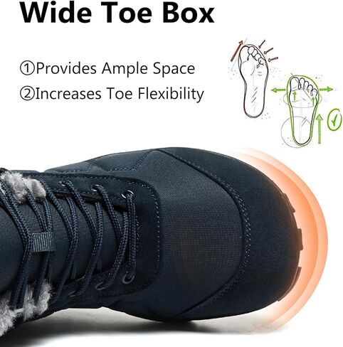 Mens Womens Snow Boots Winter Barefoot Shoes Warm Fur Lined Short Ankle Booties Outdoor Anti-Slip Wide Toe Box Walking Winter Shoes in Kuwait