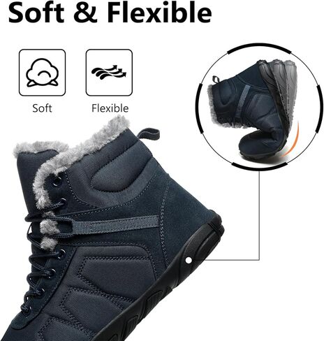 Mens Womens Snow Boots Winter Barefoot Shoes Warm Fur Lined Short Ankle Booties Outdoor Anti-Slip Wide Toe Box Walking Winter Shoes in Kuwait