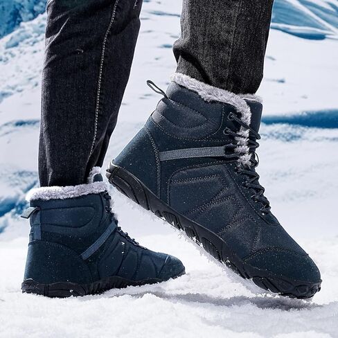 Mens Womens Snow Boots Winter Barefoot Shoes Warm Fur Lined Short Ankle Booties Outdoor Anti-Slip Wide Toe Box Walking Winter Shoes in Kuwait