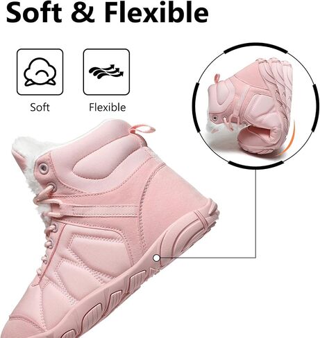 Mens Womens Snow Boots Winter Barefoot Shoes Warm Fur Lined Short Ankle Booties Outdoor Anti-Slip Wide Toe Box Walking Winter Shoes in Saudi Arabia