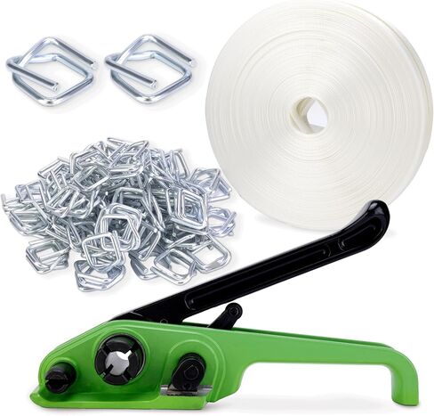 Poly Strapping Tensioner & Cutter Manual Banding Tools Windlass for 1/2" -3/4" Width Polyester Polyproplyn Strap Kit（Black-100m） in Kuwait