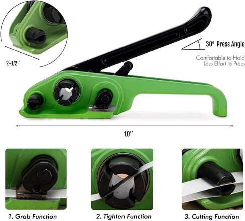 Poly Strapping Tensioner & Cutter Manual Banding Tools Windlass for 1/2" -3/4" Width Polyester Polyproplyn Strap Kit（Black-100m） in Kuwait