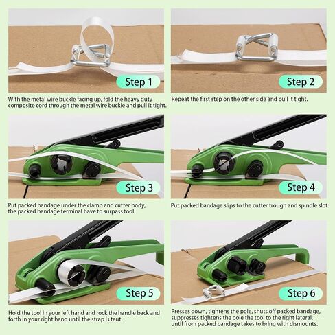 Poly Strapping Tensioner & Cutter Manual Banding Tools Windlass for 1/2" -3/4" Width Polyester Polyproplyn Strap Kit（Black-100m） in Kuwait