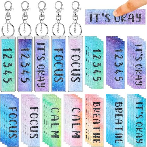 40 قطعة من الملصقات الحسية للقلق مع 5 قطع من ملصقات الهدوء المزخرفة لسلسلة المفاتيح وملصقات حسية لاصقة مضادة للتوتر وشرائط حسية للبالغين والمراهقين والأطفال in Kuwait