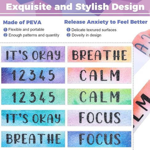 40 قطعة من الملصقات الحسية للقلق مع 5 قطع من ملصقات الهدوء المزخرفة لسلسلة المفاتيح وملصقات حسية لاصقة مضادة للتوتر وشرائط حسية للبالغين والمراهقين والأطفال in Kuwait