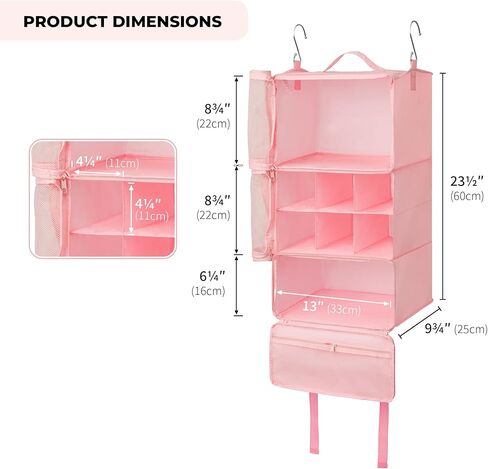 تقول GRANNY SAYS مجموعة أساسيات السفر الوردية، 8 مجموعات من مكعبات التعبئة ومكعبات تعبئة الرفوف المعلقة in Kuwait