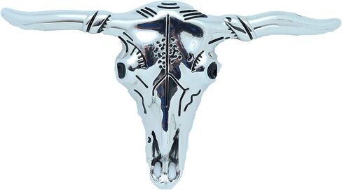 TFJ الرجال حزام مشبك الموضة الغربية الفضة معدن الثور الجمجمة دراجة نارية السائق كاوبوي قرون طويلة البقرة in Kuwait
