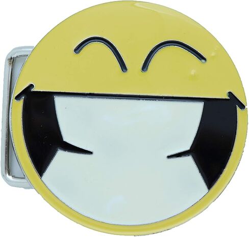 TFJ الرجال النساء الرجعية 80's حزام الموضة مشبك فضي معدن مستدير أصفر وجه مبتسم عيون in Kuwait