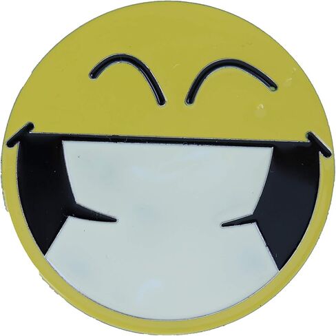 TFJ الرجال النساء الرجعية 80's حزام الموضة مشبك فضي معدن مستدير أصفر وجه مبتسم عيون in Kuwait