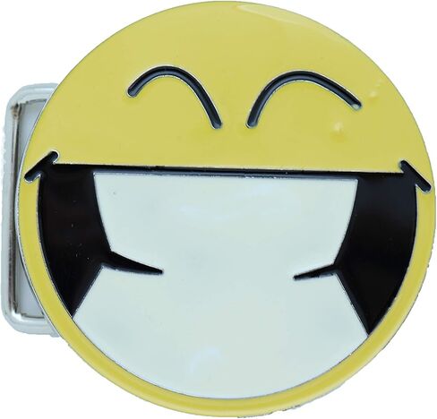 TFJ الرجال النساء الرجعية 80's حزام الموضة مشبك فضي معدن مستدير أصفر وجه مبتسم عيون in Kuwait