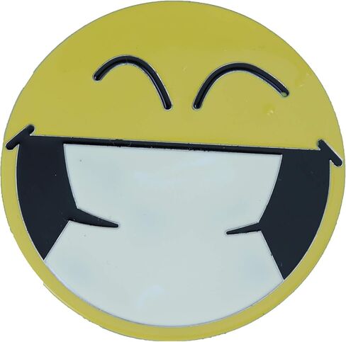 TFJ الرجال النساء الرجعية 80's حزام الموضة مشبك فضي معدن مستدير أصفر وجه مبتسم عيون in Kuwait