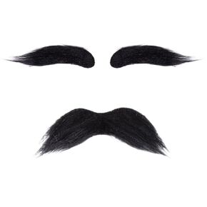 Cosplay Mustache and Eyebrow Set for Adult Halloween Costume Accessories (Black)