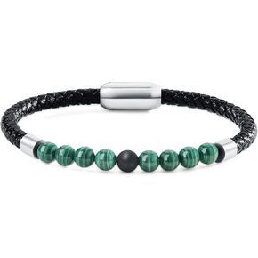 COAI Stone Beaded Leather Bracelet for Men