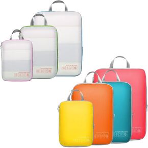 Cambond 4 Set Compression Packing Cubes Multi-color Bundle with 3 Set Compression Packing Cubes White