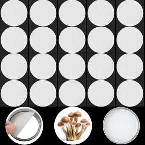 Synthetic Filter Paper Stickers 0.3 μm Filter Disc Wide Mouth Filter Paper Stickers Disc Adhesive Filter Patch Sticker for Mushroom Cultivation Wide Mouth Jar Lids Mason Jars, 68 mm(20 Pieces)