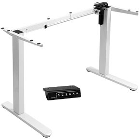 VIVO Electric Stand Up Desk Frame Workstation with Rear-Set Legs, Frame Only, Single Motor Ergonomic Standing Height Adjustable Base with Memory Controller, Black, DESK-100E-RB