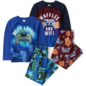 The Children's Place Boys' Long Sleeve Top and Pants 4 Piece Pajama Set