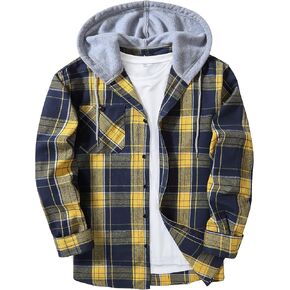 SWISSWELL Mens Flannel Hoodie Shirts Long Sleeve Fashion Plaid Jackets Button Down Shirts
