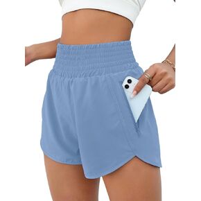 BMJL Women's Athletic Shorts High Waisted Running Shorts Pocket Sporty Short Gym Elastic Workout Shorts