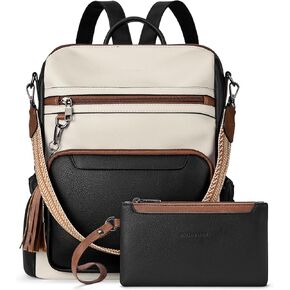 BOSTANTEN Womens Backpack Purse Leather Travel Backpack Fashion Designer Ladies Shoulder Bags with Wristlet