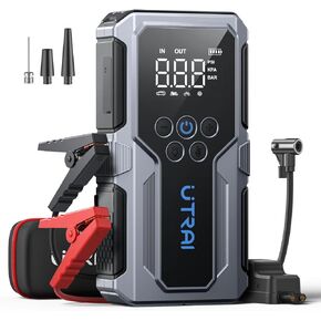 Portable Car Jump Starter with Air Compressor, UTRAI 4000A 150PSI Car Battery Jump Starter 12V Jump Start Battery Pack Jump Box Car Battery Charger with LED Lights, Storage Case (8.5L Gas/6.5L Diesel)