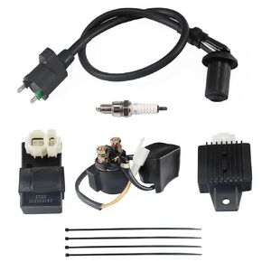 AC CDI Box, Ignition Coil Relay Voltage Regulator Spark Plug kit Compatible with 4 Stroke GY6 50-150cc 125cc Engine Chinese ATV taotao Scooter Moped Go Karts Parts