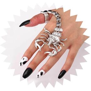 Punk Full Finger Ring Bracelet Scorpion Hand Chains Harness Rhinestone Hand Bracelets Adjustable Statement Rings Jewelry for Women