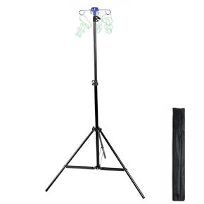 1pcs Portable Collapsible IV Pole Stand, Aluminum Alloy, 4 Hook 3 Leg, Adjustable Height ，for Hospitals, Clinics, Wheelchairs and Beds