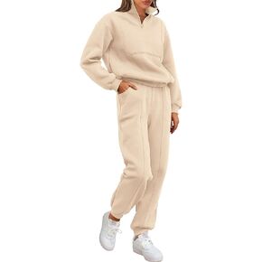 BTFBM Women 2024 Two Piece Tracksuits Sweatsuits Fall Winter Clothes Quarter Zip Sweatshirt Jogger Pants Y2K Lounge Sets