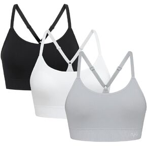 Ryka Women's Katharina Seamless Yoga Racerback Sports Bra with Removable Pads, 3 Pack, MCRCHP HTR/BLK, Medium