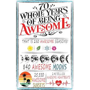 70 Years Of Being Awesome, 70th birthday Signature Board for Best Friend Boyfriend Girlfriend Husband Wife, 70th Birthday Gift Ideas (11 inches by 17 inches)