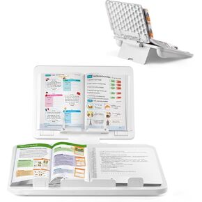 Kids Book Stand for Reading, Used for Student Learning Painting, Writing, Universal for Laptops and IPads, Portable Storage Angle Adjustable Bracket, with Writing Whiteboard (White) in Kuwait