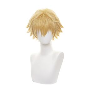 Anime Cosplay Wig for Chainsaw Man Denji Cosplay Wig Yellow Curly Short Wigs for Men + Free Wig Cap