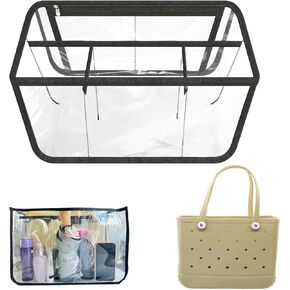 Clear Beach Bag Organizer Compatible with Original X Large Bogg Bag/Simply Southern Tote Organizing Your Bag and Divide Space,Transparent (White)