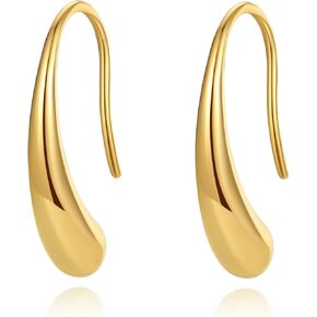 Chunky Gold Hoop Earrings for Women Trendy, Teardrop Earrings with 18k Gold Plated Stainless Steel, Small Hypoallergenic Earrings, Jewelry Gifts for Women