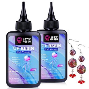 LET'S RESIN UV Resin,200g High Viscosity Crystal Clear Thick UV Resin Kit, Quick-Curing&Low Shrinkage Ultraviolet Epoxy Resin for Crafts, Doming, Coating
