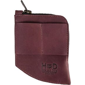 Hide & Drink, EDC Pocket Wallet, Curved Cash Organizer, Slim Front Card Holder, Money Clip, Full Grain Leather, Handmade Travel Accessories, Bourbon Brown