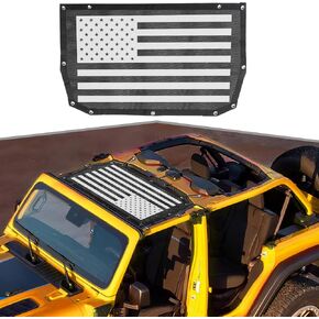 Sunshade for Jeep Wrangler JLU 2024 - Front & Rear Mesh Sun Shade for Jeep JL 4XE Accessories 4 Door Unlimited - Blocks UV, Wind, Noise - Bikini JLkini Top Cover Hard Top Accessories (Black)