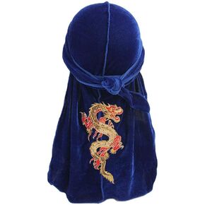 Men's Dragon Pattern Velvet Durags Bandanas Headwear DuRag Turban Hat Headband