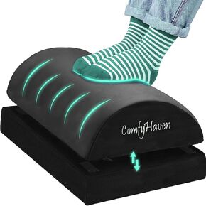 Premium Adjustable Ergonomic Under Desk Foot Rest Ideal for Office & Home Use, Memory Foam Foot Stool - Relieves Back & Hip Pain (Velvet)