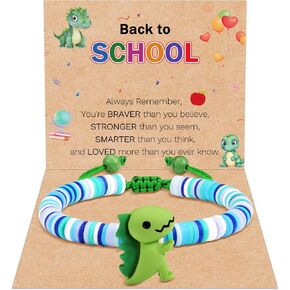 Happy 5th-10th Birthday Bracelet for Him, 5-10 Year Old Dinosaur Back to School Birthday Gifts for Son Grandson Nephew Brother Friends