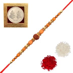Rakhi/Rakhi for Brother/Rudraksha Rakhi/Send rakhi to USA/Rakhi for Brother with Gift Set/Rakhi Bracelet/rakhi for brother and bhabhi/Rakhi Set of 4