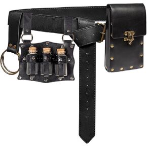 Renaissance Costume Accessories Casual Belt Pouch Fanny Pack Potion Bottle Skirt Hike Set Medieval Festival Halloween (Brown)