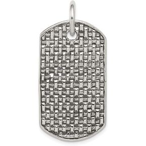 Solid 925 Sterling Silver Dog Tag Pendant Charm - 43mm x 21mm