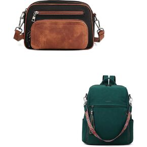 FADEON Leather Backpack Purse for Women and Crossbody Purses