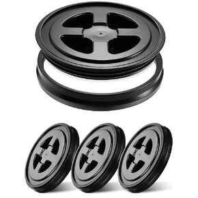 4 Pieces 5 Gallon Screw Top Lids Leak Proof Bucket Seal Lid for Plastic Bucket Compatible with Gamma (Black)