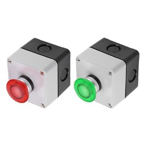 MECCANIXITY 4mm Momentary Push Button Switch 1 NO 1 NC LED Light Mushroom Switch Green Red 1 Set